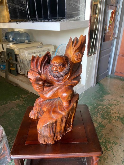 東鼎二手家具】台灣牛樟飛天達摩木製擺件品*藝品*雕刻品*收藏品*木雕品