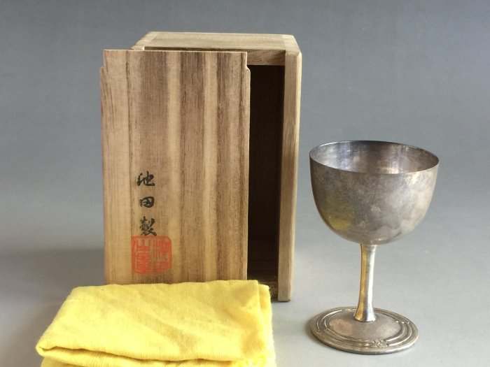 本齋】一元起標每週三結標~~日本銀工藝『池田製』純銀杯記念銀杯有純銀
