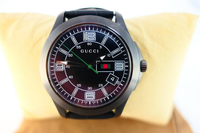 [吉宏精品交流中心]GUCCI YA126203 TIMELESS 44mm 石英 皮帶 男錶(盒卡全)