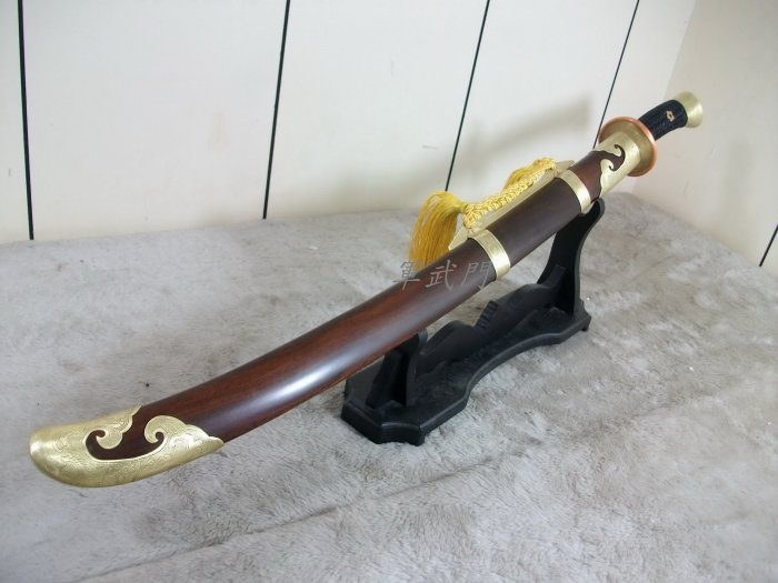 軍武門二館】精選手工刀鄭氏乾隆御用寶刀腰刀清刀(高碳鋼/銅裝/酸枝木