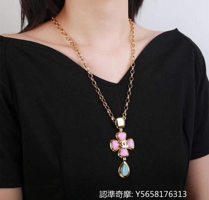 二手正品  CHANEL 香奈兒  寶石  項鍊  頸鍊