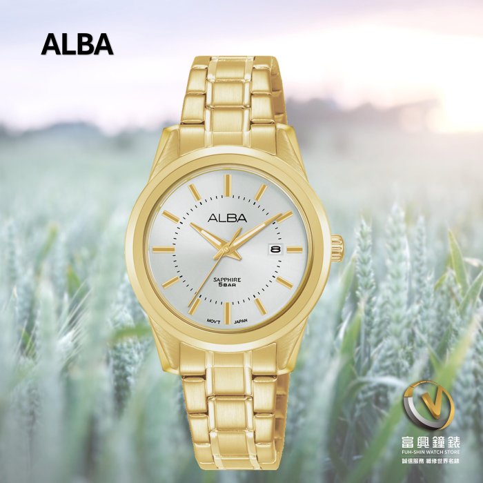 雅伯 ALBA Prestige 30MM_石英款藍寶石水晶鏡面全金女錶_AH7EE6X1☆公司貨_實體店面☆富興鐘錶