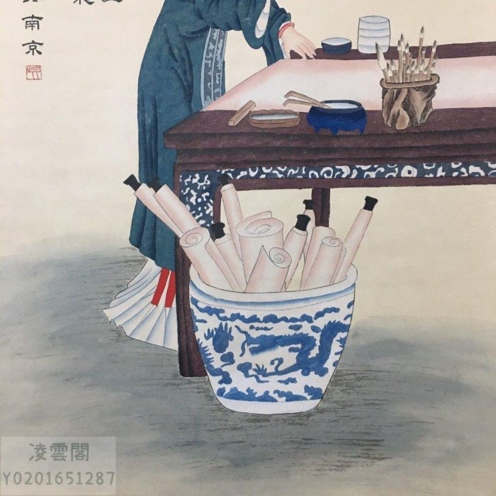 編號sn05 畫家:陸小曼仕女畫四尺中堂畫純手繪畫| Yahoo拍賣