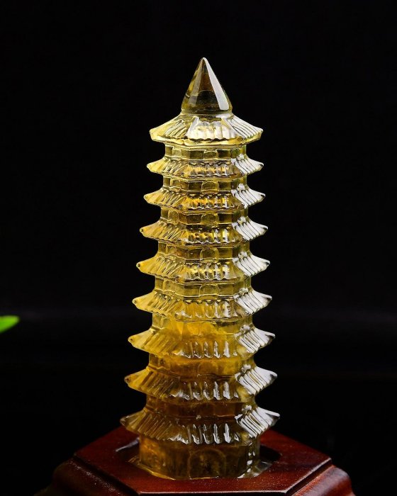 美貨620尺寸111.42.42】純天然黃水晶文昌塔，黃水晶能量塔擺件，顏色
