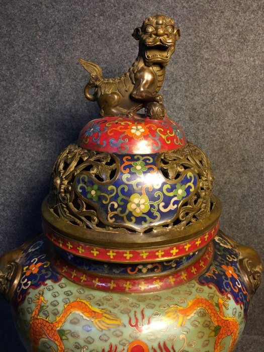 景泰藍銅胎掐絲琺瑯薰香爐，高60厘米，寬34厘米，重24斤【二手】18792