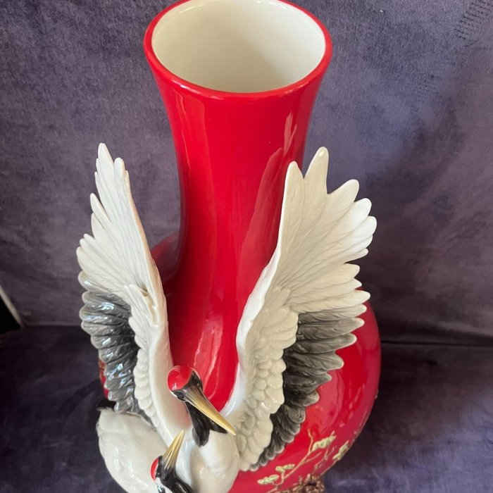 Franz法藍瓷故宮授權作品“海鶴來朝”大花瓶（高：46cm-【聚寶閣】26