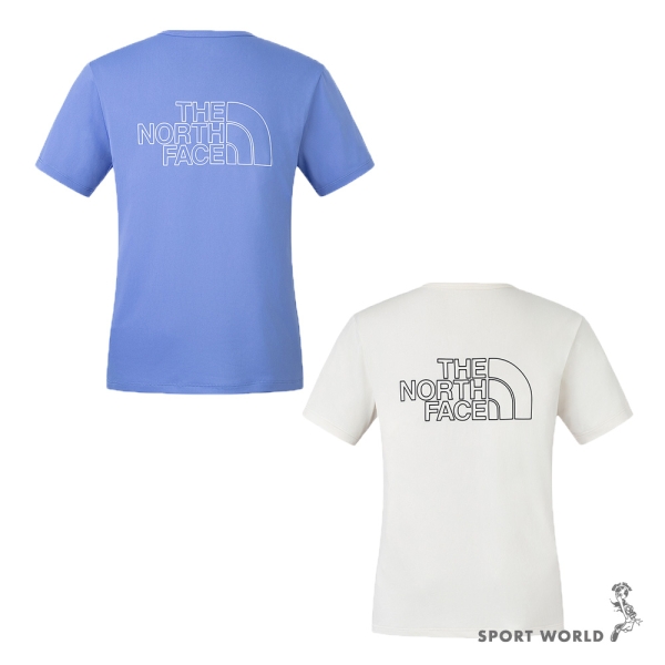 The North Face 北面 短袖上衣 女裝 防曬 抗UV 抑菌 藍紫/米白【運動世界】NF0A8CYX0YI/NF0A8CYXQLI