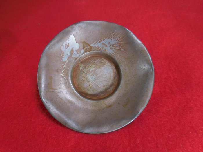 古錫 大型茶托 龍閣陳永高老店 唐物 梅型 ５客 古美術 北溟居古美術】日本茶道具錫
