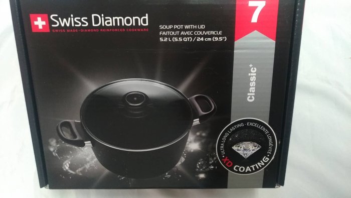 全新Swiss Diamond 瑞仕鑽石鍋24CM 雙耳多用途深湯鍋含蓋7號康寧煎鍋