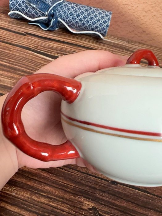 日本稀有源右衛門「朱竹」手繪茶壺9.8新中古儲備不多容量約180~200ml 