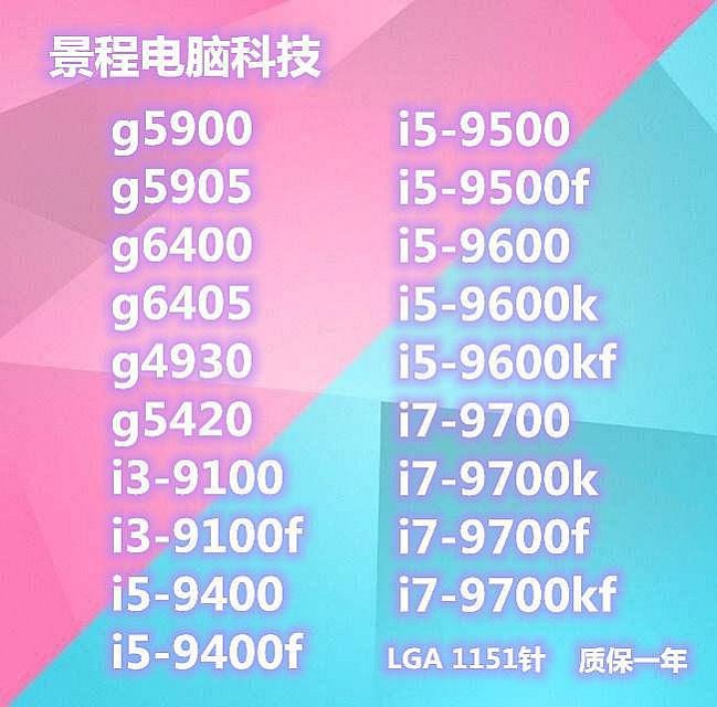 新品~i3 9100f 9400 i5 9400f 9400 95009700 散片 cpu 質保一