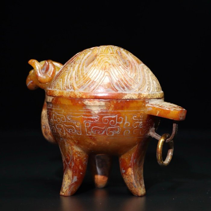 清雍正時代　和田玉 猿と神丹炉和田玉彫り　白玉　古玉石　珍品(F-12) 18875和田玉舊藏迴流精品羊首薰爐玉質剛性細膩油潤包漿醇厚沁色入骨雕