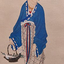 絹本中堂畫張大千仕女圖手繪實物拍攝一物一圖材質絹本裱好尺寸:長*寬