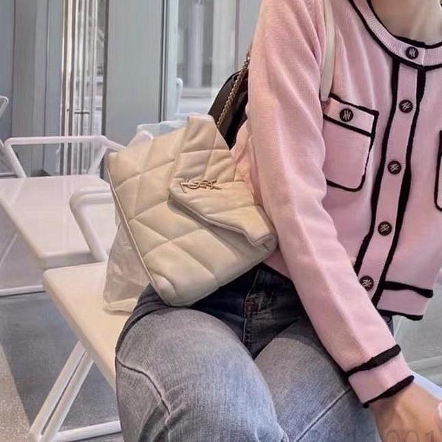 二手 YSL 聖羅蘭 PUFFER 5774761 白色小號 雲朵包 鏈條包 肩背包 斜背包