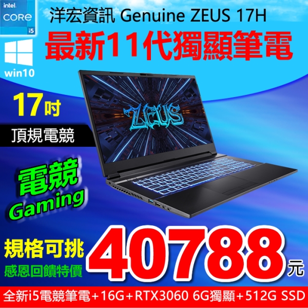全新17吋高階第11代INTEL I5/16G/6G獨顯/512 SSD 電競級筆記型電腦3D