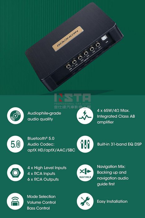 音仕達汽車音響GOLDHORN DSPA 406 DSP音訊處理器DSP 擴大器擴大機公司