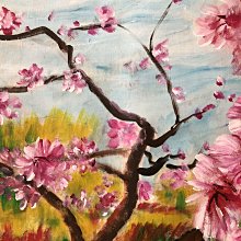 油畫106【周春芽】桃花，純手繪油畫，尺寸x70cm左右| Yahoo拍賣