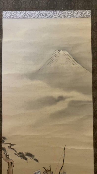 嚴選回流老字畫茶掛，森寬齋手繪武士絹本綾裱精品，實木軸頭精心打造