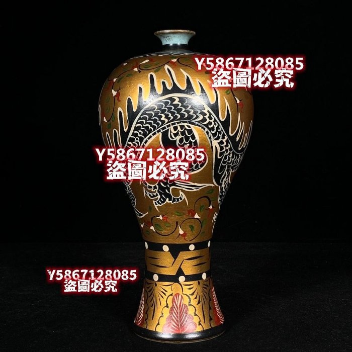 宋汝窯青龍寺御制款彩繪龍紋梅瓶，高29直徑14cm，400287 官窯汝瓷瓷器