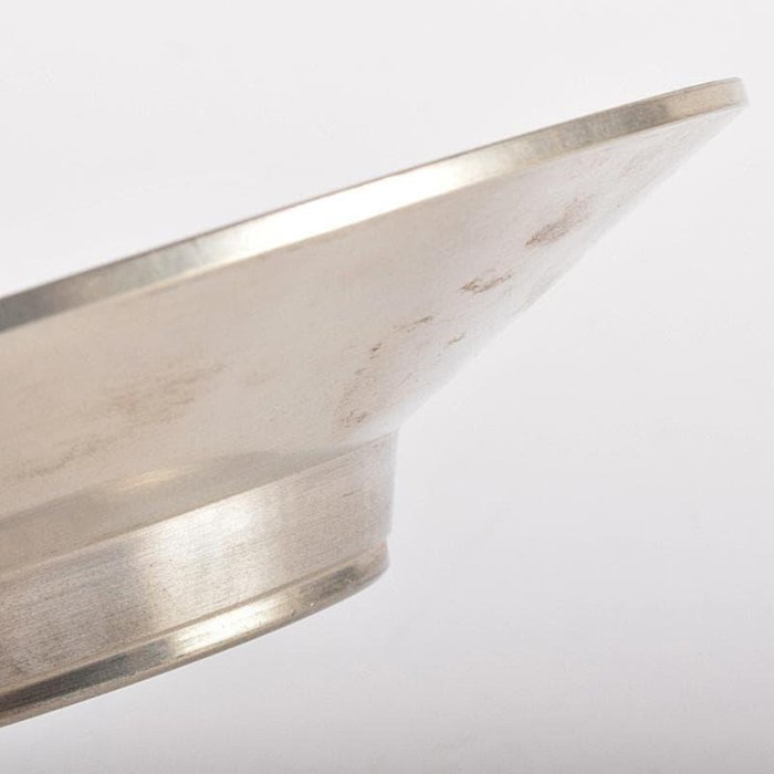 煎茶道具平安英青堂造純錫園式茶托五客合計約