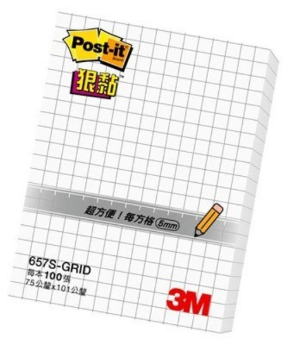 3M Post-it 利貼 狠黏方格便條紙 657S-GRID 白色
