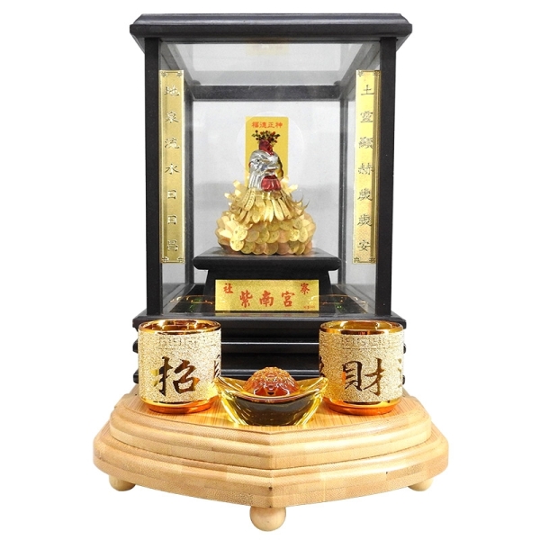 【吉祥開運坊】【供奉紫南宮金雞專用底座及供杯 含2個招財供杯 含大型168孟宗竹底座 元寶】