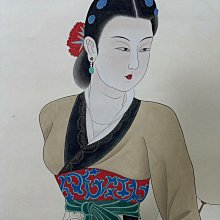 張大千】仕女四尺中堂純手繪作品裝裱尺寸:202*78cm左右畫芯尺寸:130