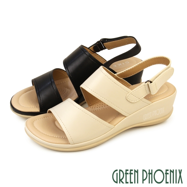 女鞋 涼鞋 厚底涼鞋 楔型涼鞋 輕量 彈力【GREEN PHOENIX 波兒德】U60-23162