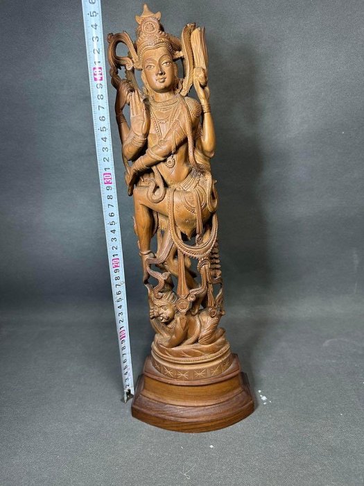 印度白檀木雕弁財天佛教美術佛像古董木像木製佛教擺飾| Yahoo拍賣