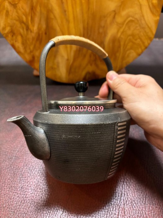 二手日本回流大阪浪華錫器本錫錫半造湯沸錫制提梁燒水壺錫壺茶壺