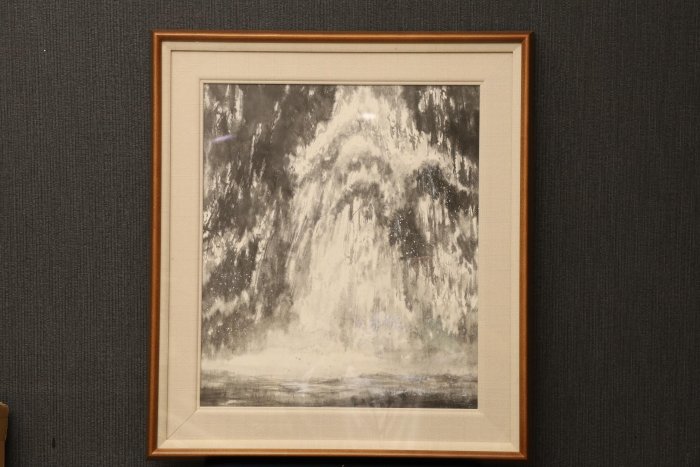 9/11結標京都名家八木美智夫大型手繪水墨飛瀑千尋XDH0136 -油畫框畫