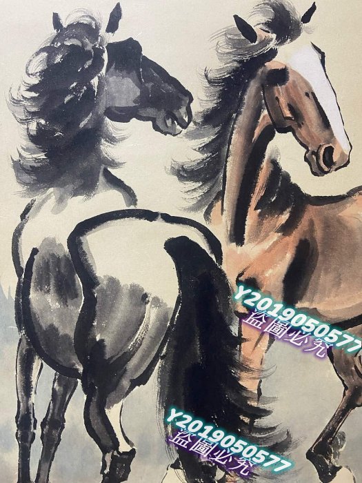 徐悲鴻画家 競馬？複製品？(ツルツル触感) 徐悲鴻画家 競馬？複製品