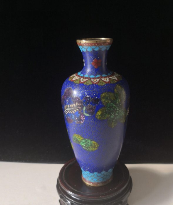 七宝焼　景泰藍　花瓶　2客　時代物　古美術　美術品　骨董品　古物　アンティーク 日本景泰藍花瓶古董七寶燒擺件經典銅胎掐絲琺瑯彩藝術品動感實拍圖案