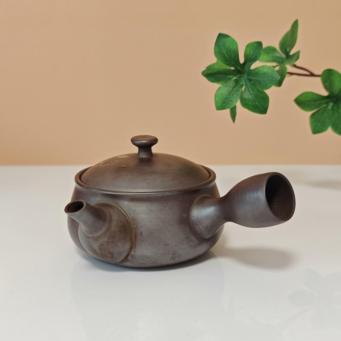 萬古燒茶壺壺恆瑞作手繪花紋橫手側把壺| Yahoo拍賣
