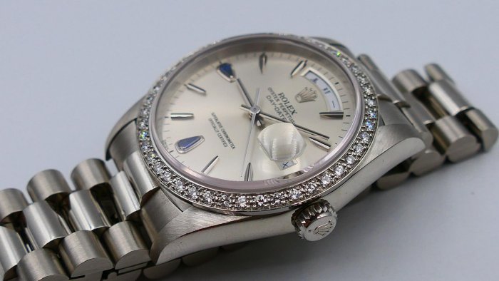 【美好時光】收藏近新品盒單全!勞力士ROLEX頂級鉑金款18346搭配罕見藍寶石淚滴鑽!( 18239 118239參考)