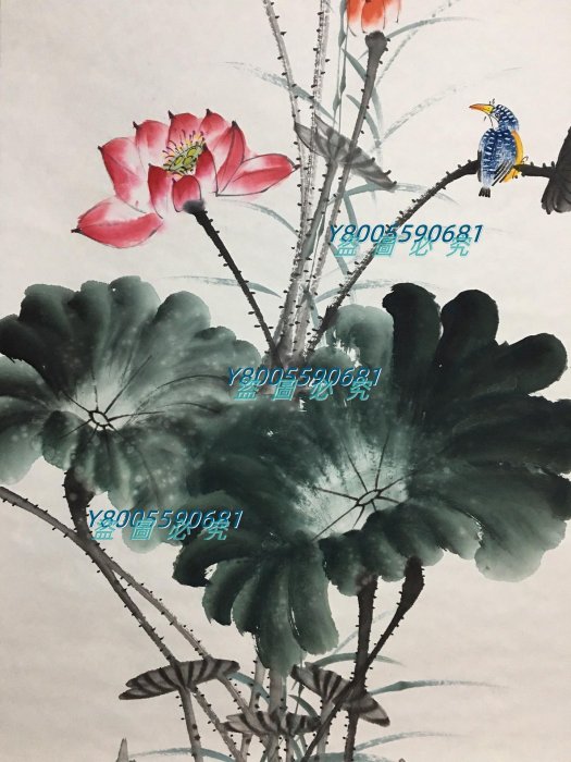 四尺中堂畫荷花鳥(荷塘清趣）裱好尺寸高*寬171cm*73cm畫芯尺
