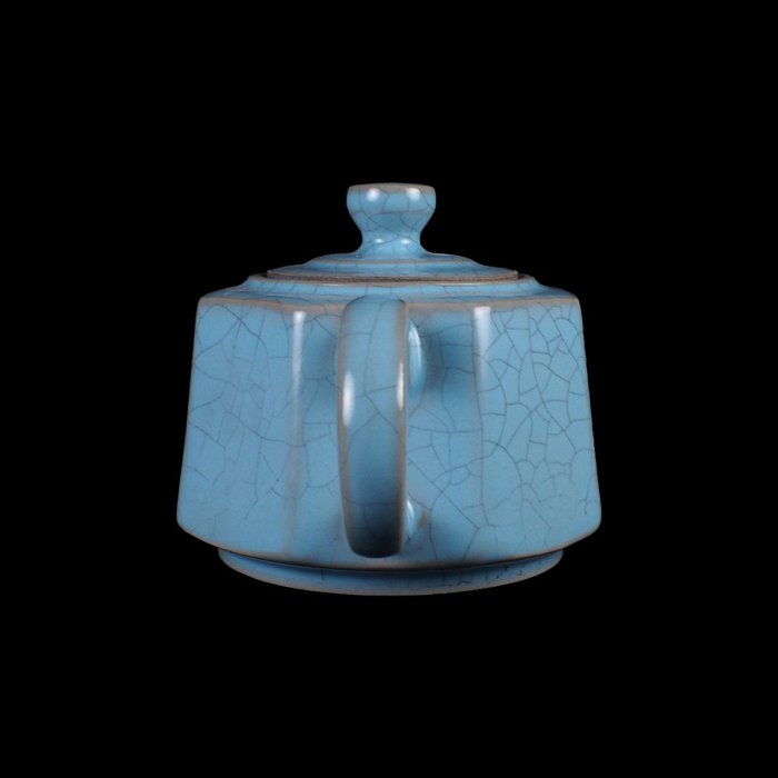 博古珍藏》宋．汝窯天青釉茶壺．早期收藏．老件茶具瓷器．