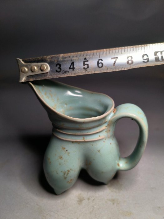 汝瓷绿釉高爵杯 酒器 爵杯 古玩 旧家収蔵 爵 陶芸 古美術品 【公式通販】