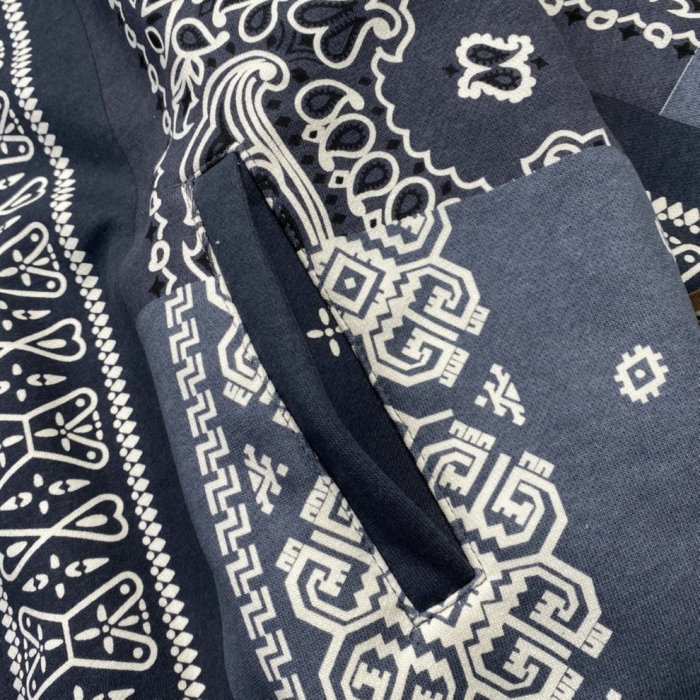 日本制KAPITAL BANDANA HOODIE 平田和宏拼接腰果印花連帽外套衛衣帽衫