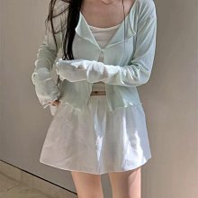 Hello V 正韓 清新夏天薄款捲邊小外套*白藍薄荷綠*【N0731-13】