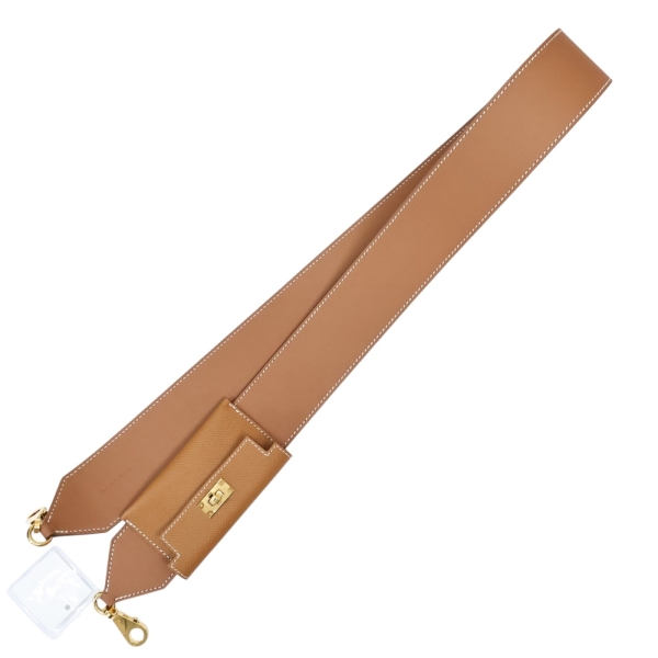 HERMES 愛馬仕 金棕色 Swift/Epsom牛皮 Kelly Pocket Bag Strap 背帶 U刻 【二手名牌BRAND OFF】