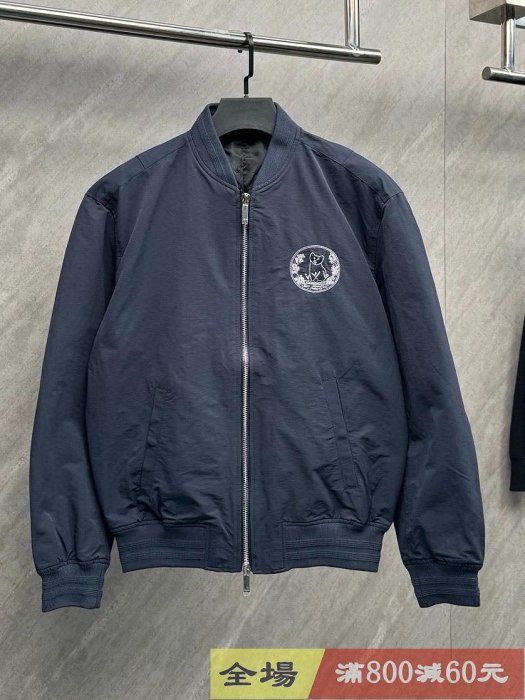 Dior/迪奧CD藏青色貓星人拉鏈飛行員夾克外套  男女同款 顏色藏青色 尺碼46 48 5 服飾 時裝 服裝【染香閣】【二手】-2088