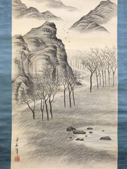 日本掛軸月舟富士山水圖富士山圖絹本附紙盒187x65cm | Yahoo拍賣