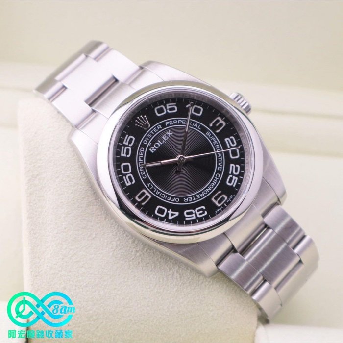 ROLEX 勞力士  Oyster Perpetual 116000 OP36 黑色同心圓紋唱片面 自動 36mm