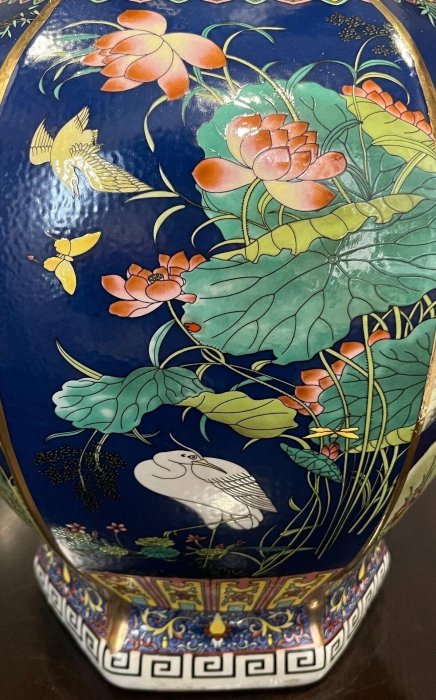 景德鎮琺瑯彩六棱花鳥瓶大花瓶六面開窗老件工藝細膩畫工典雅配色景瓷