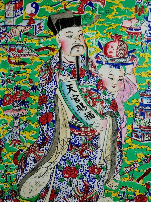 コレクター保管　美品擬蘇州桃花塢天津楊柳青山東濰坊中國年畫門複製畫三枚セット コレクター保管 美品擬蘇州桃花塢天津楊柳青山東濰坊中國年畫門