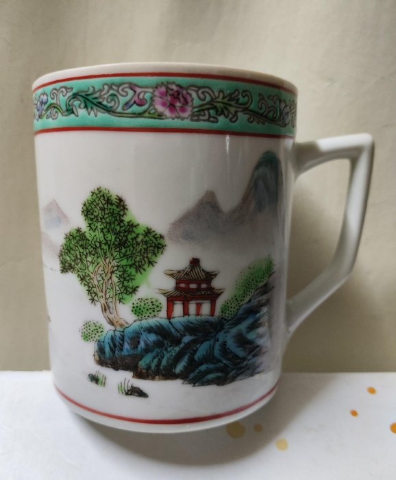 景德鎮567粉彩山水風景人物茶杯，古早工藝珍藏款，全新九五品相，熱銷