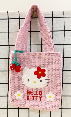 【震撼精品百貨】Hello Kitty 凱蒂貓~HELLO KITTY日本SANRIO三麗鷗KITTY編織提袋-粉S*79200