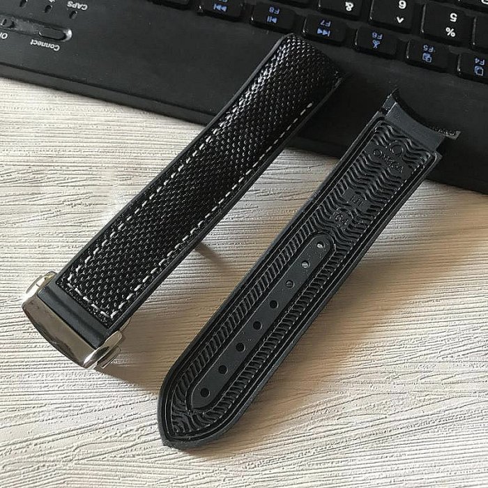 矽膠尼龍橡膠適配omega錶帶300海馬600海洋宇宙錶帶mm