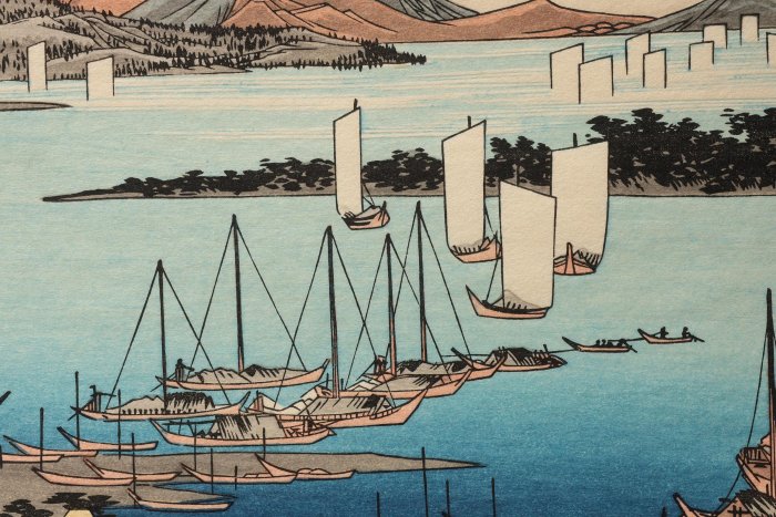 10/16結標保永堂版浮世繪版畫歌川廣重東海道五十三次安倍川等BDJ0263